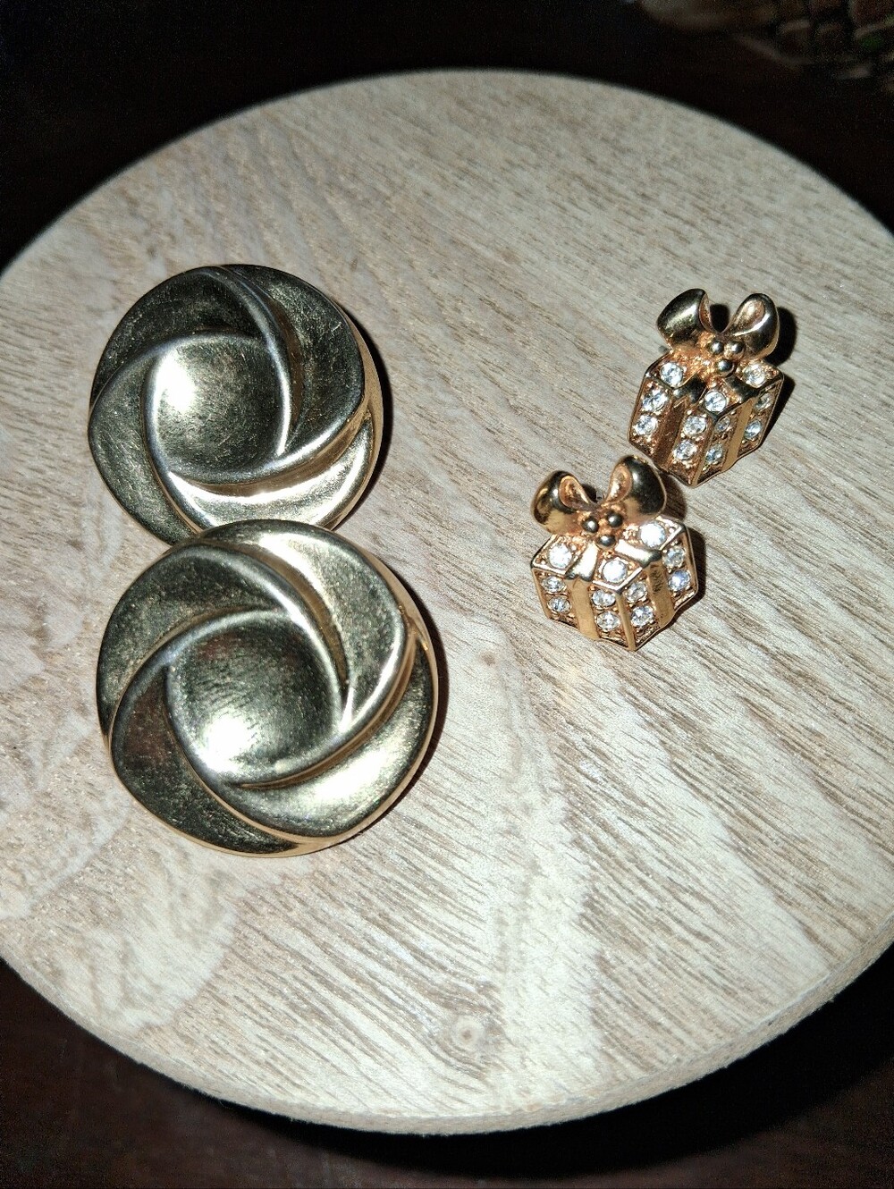 Set Of Vintage Gold Tone Stud Earrings